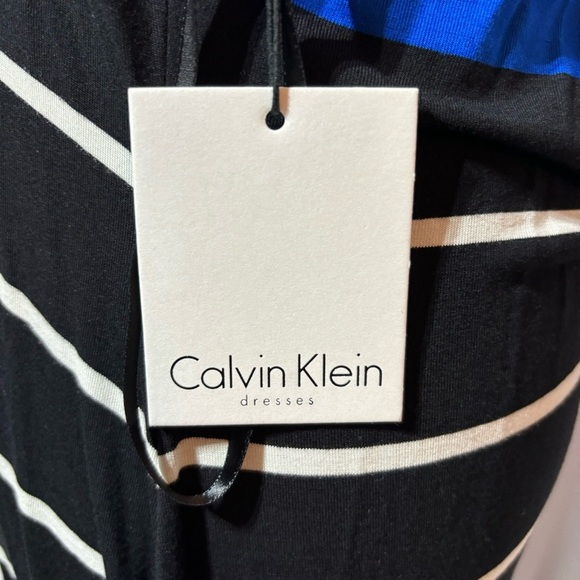 BOGO Calvin Klein Black/White/Blue Racerback Maxi Dress Size 12 - Picture 5 of 7